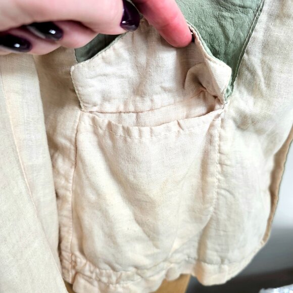 Hettabretz | Archival Goatskin Leather & Linen Paneled Blazer | Made in Italy - Picture 7 of 12